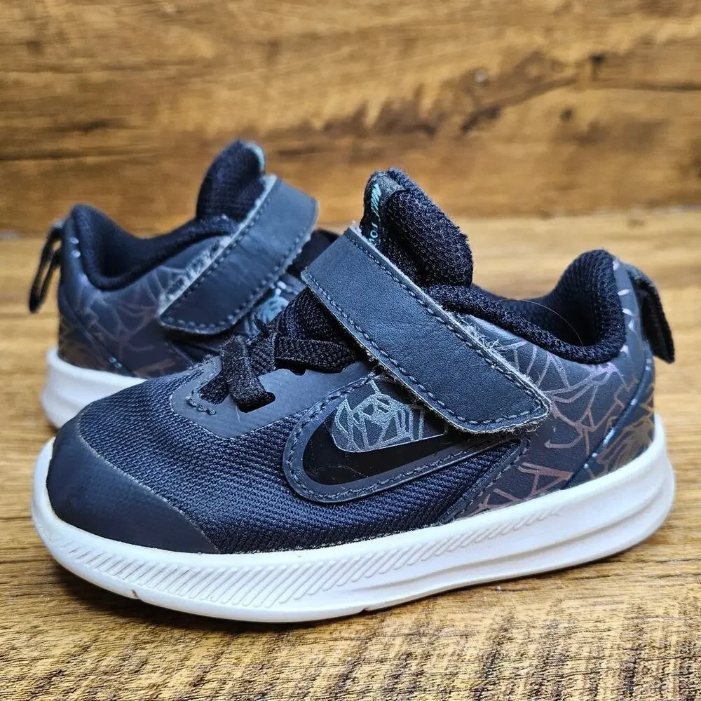 Nike Downshifter 9 Rebel Black hook loop sneaker sz 5 child
